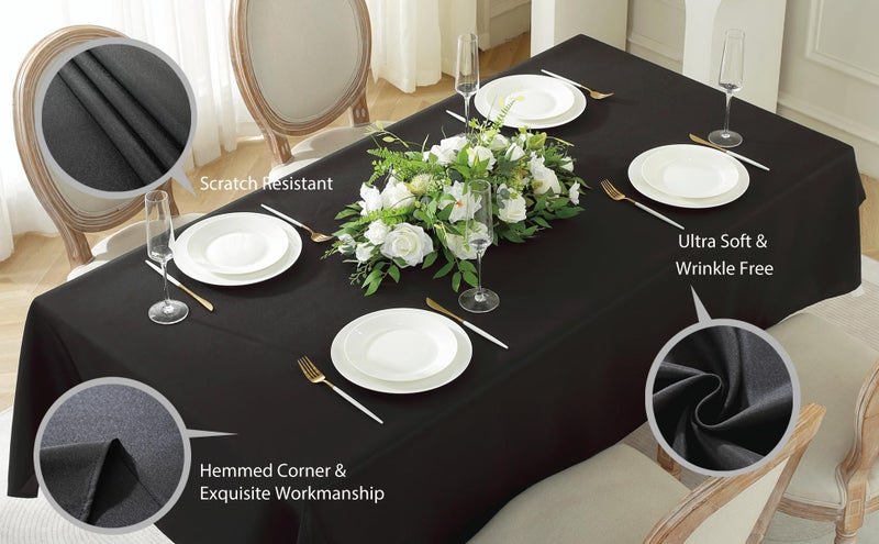 Craft And Party مفرش طاولة مستطيل للحرف والحفلات، 60 × 126 بوصة مفرش طاولة أسود، مفرش طاولة مستطيل 8 أقدام، مفرش طاولة من قماش بوليستر قابل للغسل للاستخدام في المنزل أو الحفلات أو الزفاف أو المطاعم. - Image 4